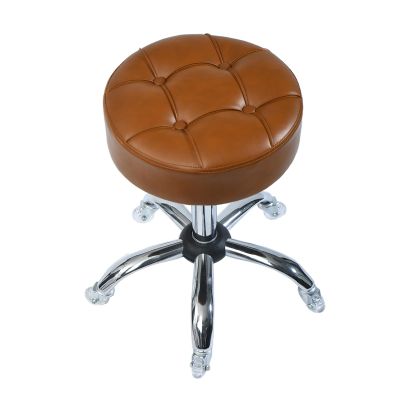 ACEQLYT Round Rolling Stool with Wheels, Heavy Duty 400lb, Height Adjustable Swivel Drafting Stool for Shop, Salon, Home, Office, Tatoo, Medical, Massage (Brown)
