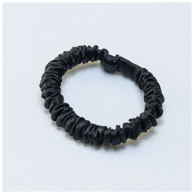100% Pure Silk Hair Bow Ties Ropes Bands Scrunchy Elastics Ponytail Holders for Women Girls Hair Accessories(Black 1cm)