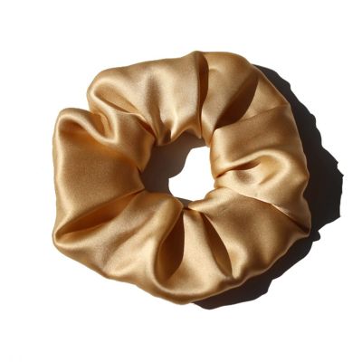 100% Pure Silk Hair Scrunchies for Women Girls Big Scrunchy Ponytail Holder Elastic Bobbles Ties Band Luxurious 19MM 6CM(Champagne)