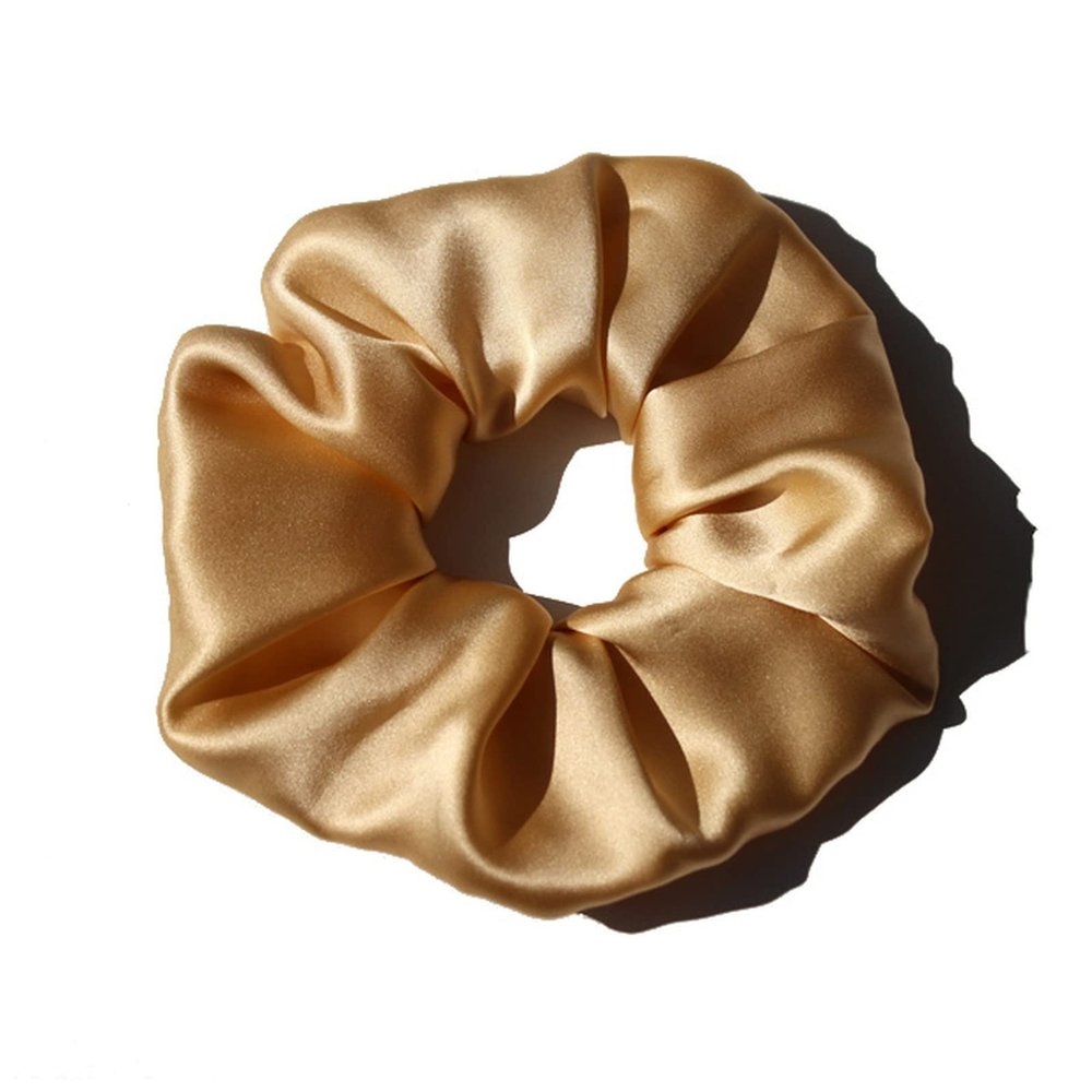 100% Pure Silk Hair Scrunchies for Women Girls Big Scrunchy Ponytail Holder Elastic Bobbles Ties Band Luxurious 19MM 6CM(Champagne)