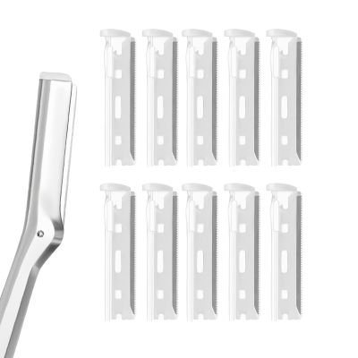 10PCS Replacement Blades Compatible with Tweezerman Stainless Steel Facial Razor, Replacement Heads Dermaplaning Blades for Peach Fuzz, Facial and Eyebrow Hair Removal