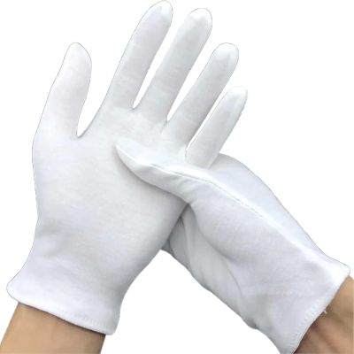 12 Pairs White Cotton Gloves for Women and Men, Premium Thick Cotton Gloves for Dry Hands Sleeping, Moisturizing Eczema Gloves Overnight, Work Gloves for Coin Jewelry Service, Reusable & Washable