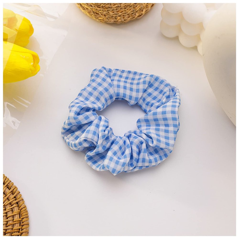 Smell of The sea ~ Oxygen Feeling Blue Hair Rope Sweet Floral Wave dot Hair Circle French Large Colon Hair Rope Hair Accessories(14385 C)