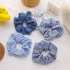 Smell of The sea ~ Oxygen Feeling Blue Hair Rope Sweet Floral Wave dot Hair Circle French Large Colon Hair Rope Hair Accessories(14385 C) view 3