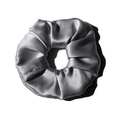 100% Pure Silk Hair Scrunchies for Women Girls Big Scrunchy Ponytail Holder Elastic Bobbles Ties Band Luxurious 19MM 6CM(Silver)