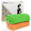 ACLMFUP Real African Net Sponge  2 Pieces Extra Long Exfoliating Back Scrubber, Gentle Yet Effective for Dead Skin Removal & Improved CirculationOrange & Green view 1
