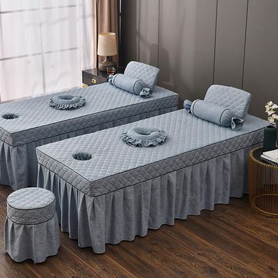 Blue,75x190cm/29.5x74.8in,Massage Fitted Sheets Massage Table Cover with Face Hole,Reusable Linen Beauty Massage Bed Cover SPA Massage Table Skirt Elastic Protective Bed Cover