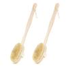 2 Pack Detachable Bath Bristle Brush, Wood Long Handle Dry Brushing Body Brush for Shower view 1