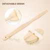 2 Pack Detachable Bath Bristle Brush, Wood Long Handle Dry Brushing Body Brush for Shower view 3