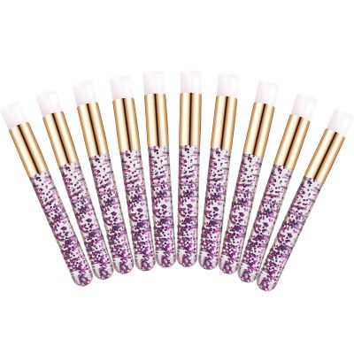 10pcs Lash Extension Cleanser Shampoo Brushes, Peel Off Blackhead Brush Remover Tool,Nose Pore Deep Cleaning Brush For Eyelash Extensions (Purple)