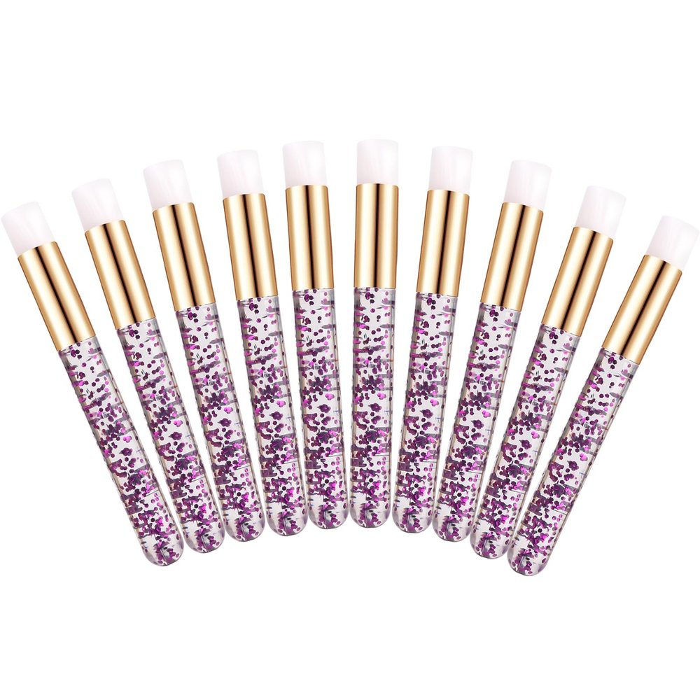 10pcs Lash Extension Cleanser Shampoo Brushes, Peel Off Blackhead Brush Remover Tool,Nose Pore Deep Cleaning Brush For Eyelash Extensions (Purple)