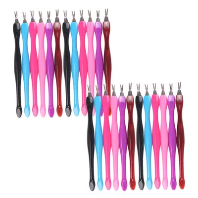 FRCOLOR 1 Set Dead Skin Fork Versatile Cuticle Remover Trimmer Nail Art Tool for Women Color Variations Rosy Red Black Essential for Manicure Nail Care