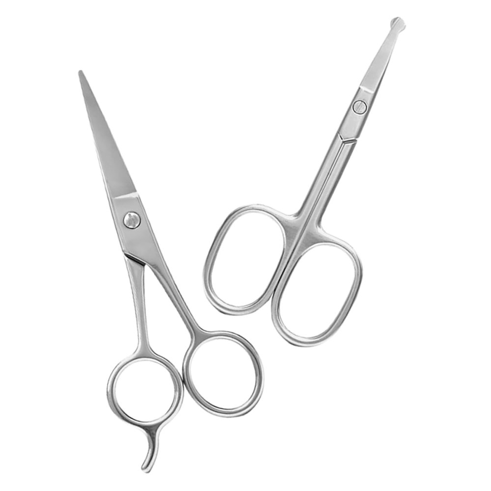Healeved 2pcs Stainless Steel Rounded Tip Facial Hair Scissors Safe Mini Grooming Tool for Eyebrows Beard and Ear Hair Trimming Skin Friendly and Durable Design