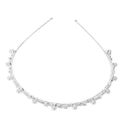 Silver Pearl Rhinestone Headband Tiara for Ladies Engagement Parties