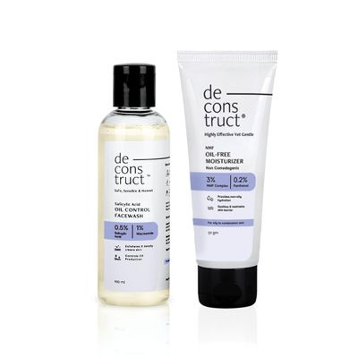 Daily Oil Free Cleanse & Hydrate Duo - Oi.l Control Face Wash (100ml) + Hydrating Moisturiser (50g) | Oil-free and Hydrated skin | For Oily Acne Prone Skin | Pack of 2
