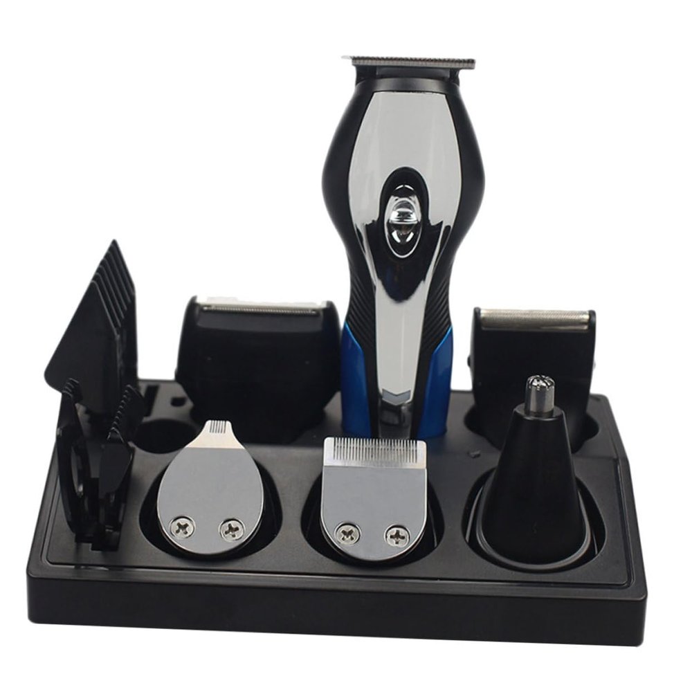 FRCOLOR 1Pc USB Rechargeable Multi Function Grooming Kit for Men Hair Clippers Beard Trimmer Nose Hair Shaver Compact Design Blades Efficient Facial Grooming Set Black