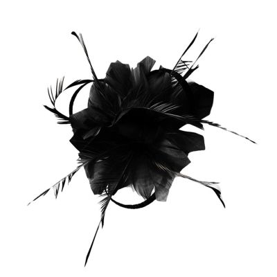 1920s Flapper Headband Feather Headpiece 20s Great Gatsby Inspired Leaf Medallion Pearl Headband Women Hair Accessorie(Black)