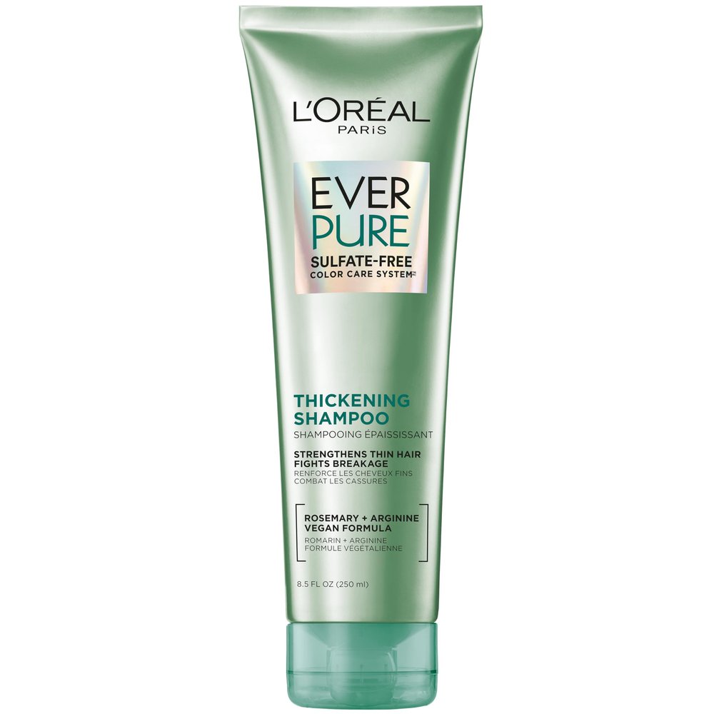 L'Oreal Paris Thickening Sulfate Free Shampoo, Thickens + Strengthens Thin, Fragile Hair, Hair Care with Rosemary Leaf, EverPure, 8.5 Fl Oz (Packaging May Vary) (Pack of 6)