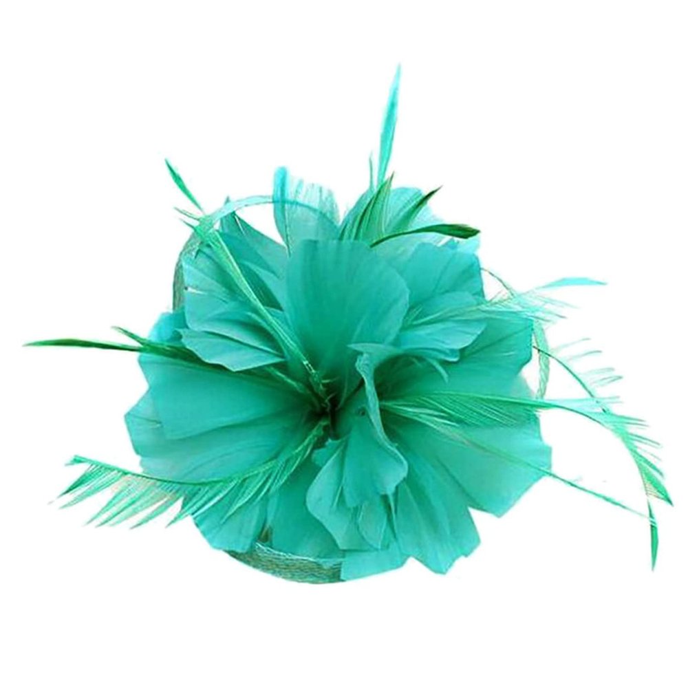 1920s Flapper Headband Feather Headpiece 20s Great Gatsby Inspired Leaf Medallion Pearl Headband Women Hair Accessorie(Sky Blue)