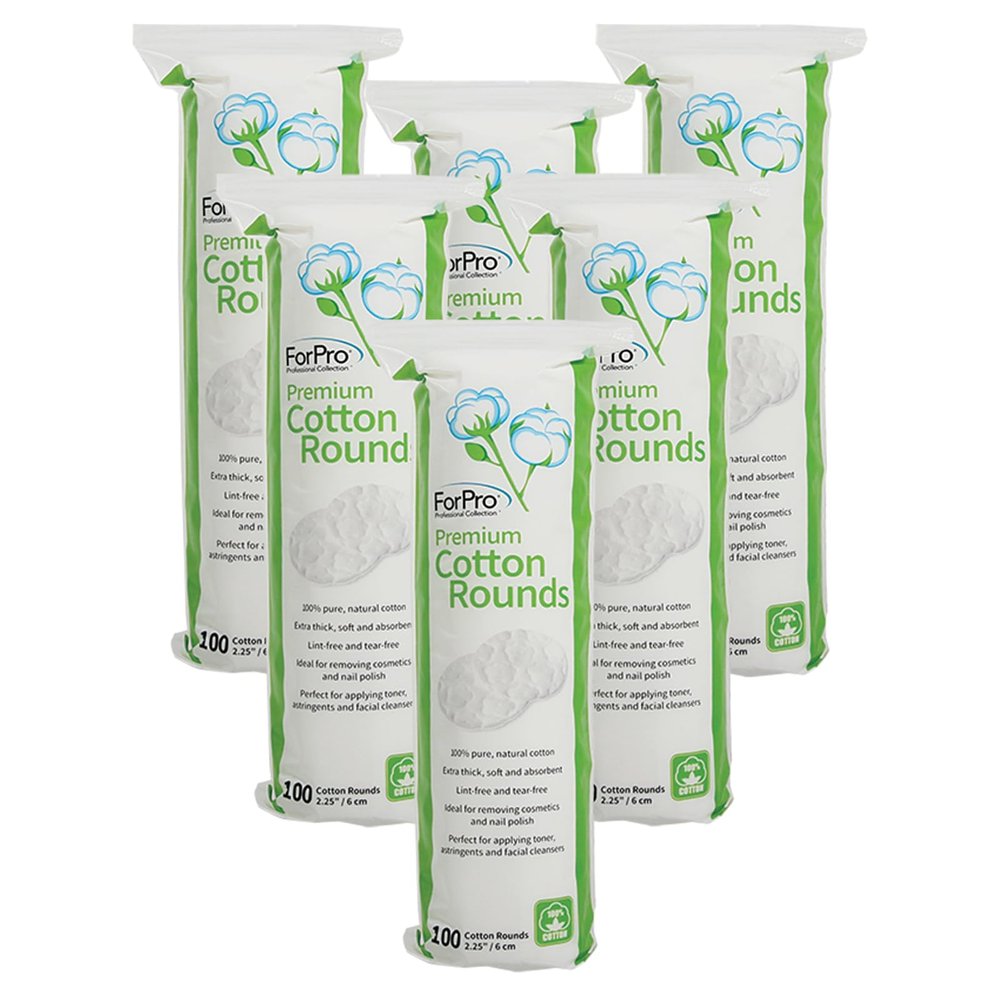 ForPro Professional Collection Premium Cotton Rounds, 100% Cotton, Non-Tearing, Lint-Free, for Cosmetic, Nail, and Personal Use, 2.25", Counts 600 (Pack of 72)