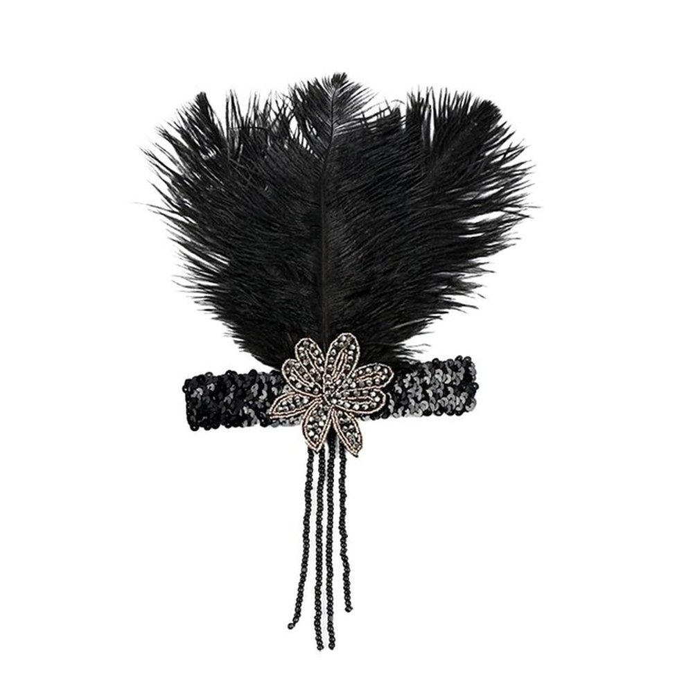 1920s Headpiece Feather Flapper Headband Great Gatsby Headdress Vintage Bridal Evening Party Costume Dress Accessories