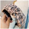 Classic Houndstooth Headband Soft Center Knot Hairband Winter Warm Turban Headwear Adult Hair Accessories(Pink Hairband) view 1
