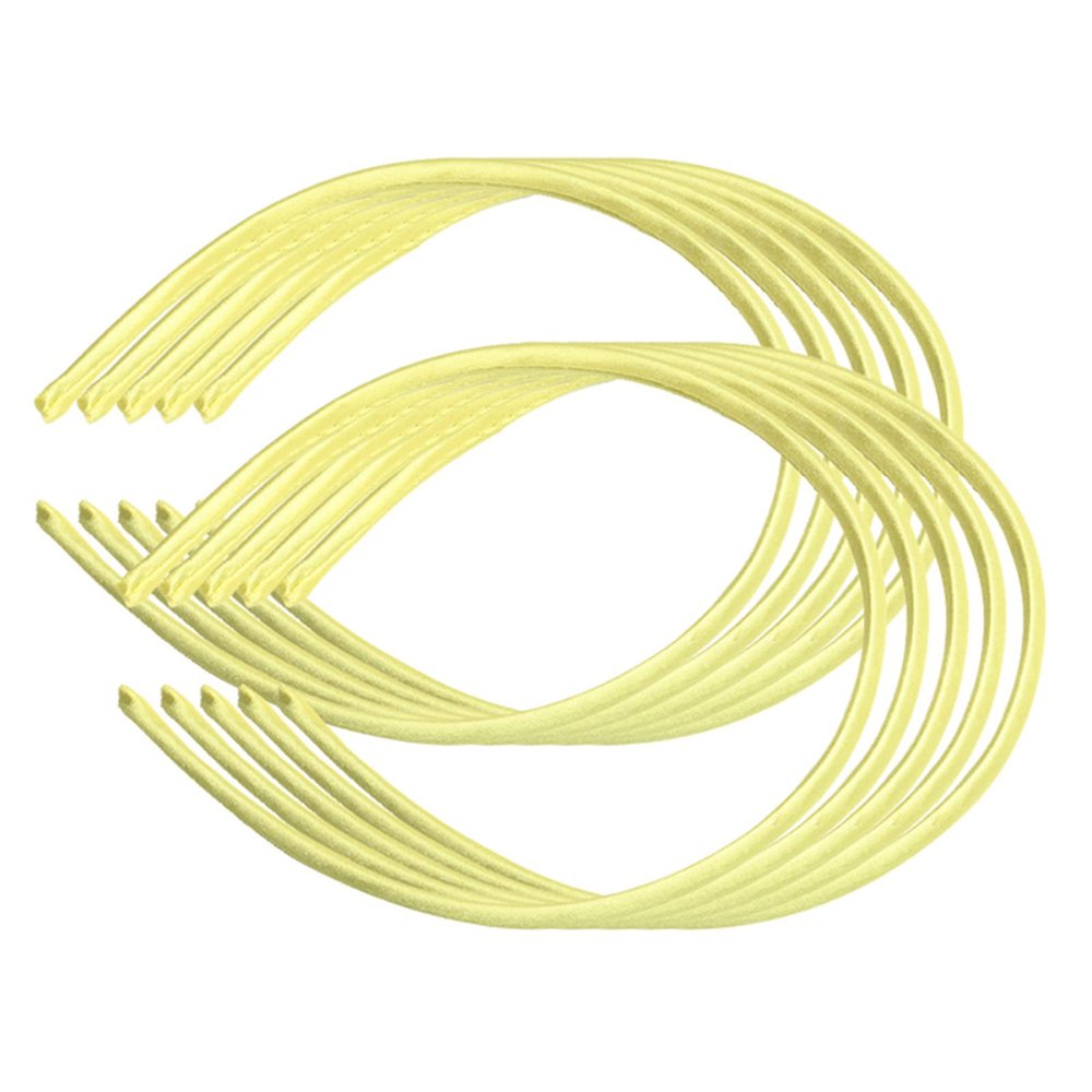 10pcs 10mm Women Girl Satin Plastic Alice Band Hair Headband Accessories(Yellow)