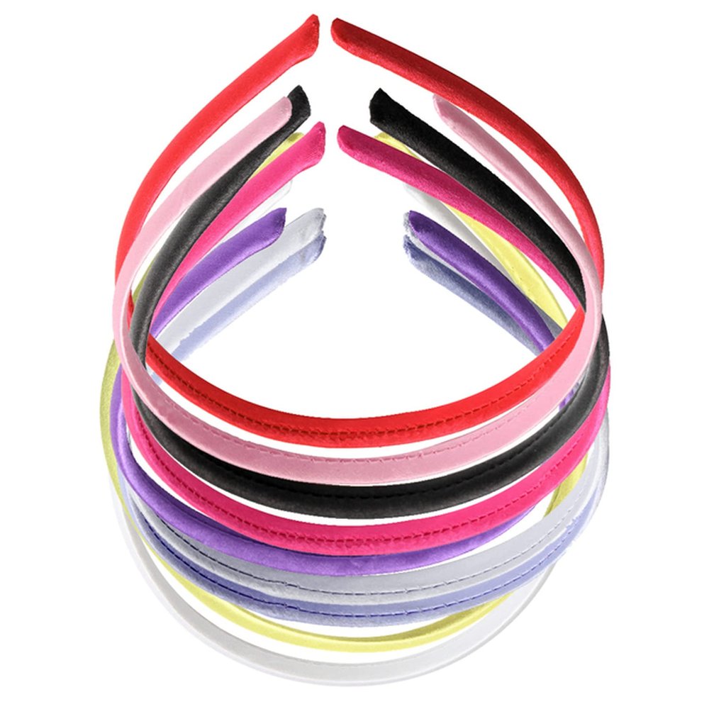 10pcs 10mm Women Girl Satin Plastic Alice Band Hair Headband Accessories(Mixed)