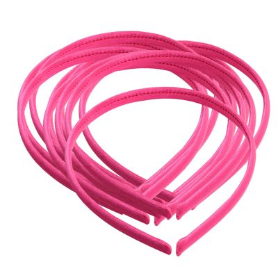 10pcs 10mm Women Girl Satin Plastic Alice Band Hair Headband Accessories(Rose Red)