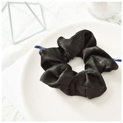 1pcs Lady Hair Scrunchies Ring Elastic Pure Color Bobble Sports Dance Scrunchie(Black)