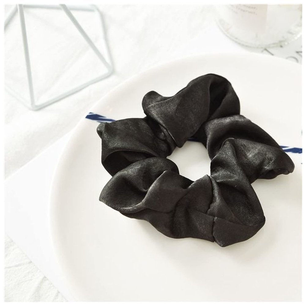 1pcs Lady Hair Scrunchies Ring Elastic Pure Color Bobble Sports Dance Scrunchie(Black)