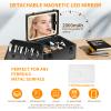 CHENGLIN Makeup Extra Large 15 inches Case with Lighted Mirror Cosmetic Organizer with Adjustable Dividers, Magnetic LED Mirror, Portable Makeup Suitcase for Women, Black view 4