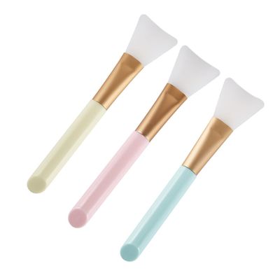 CALLARON 3pcs Silicone Facial Mud Brush Portable Lotion Applicator with Plastic Handle for DIY Masks Easy to Use Pink Yellow Blue