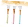 CALLARON 3pcs Silicone Facial Mud Brush Portable Lotion Applicator with Plastic Handle for DIY Masks Easy to Use Pink Yellow Blue view 3