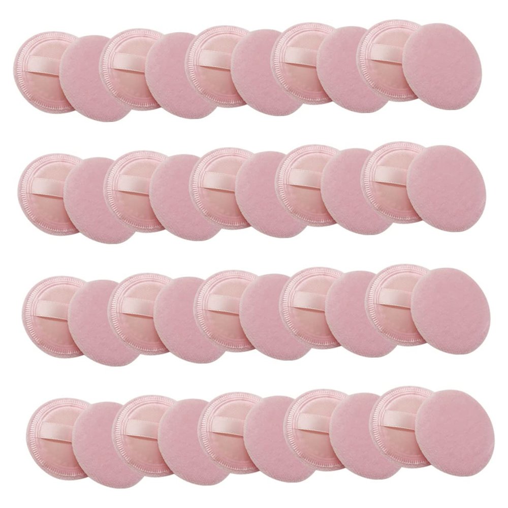 SHERCHPRY 20Pcs Velour Makeup Applicators Round Cotton Powder Sponges for Loose Powder Application Soft Cosmetic Pads for Women for Foundation and Setting Makeup