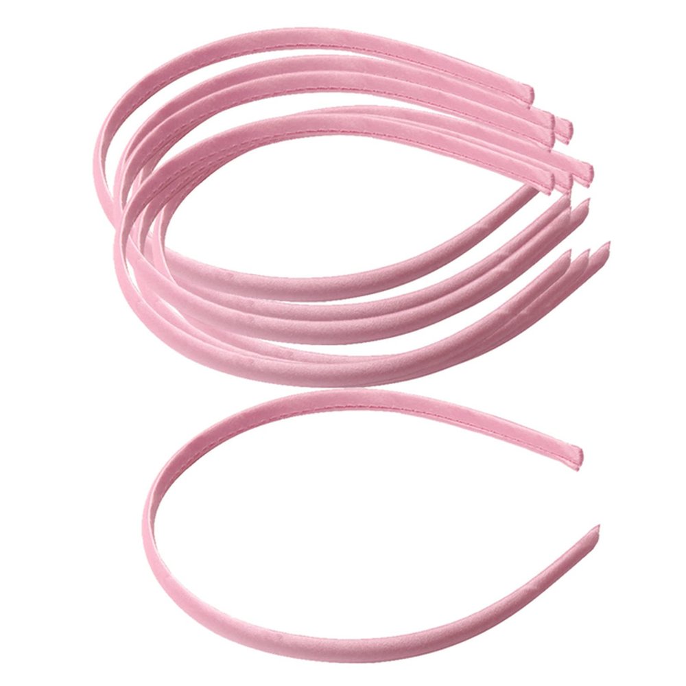 10pcs 10mm Women Girl Satin Plastic Alice Band Hair Headband Accessories(Pink)