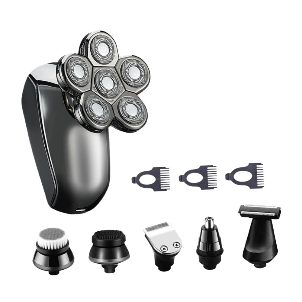 CTIRCHIU 1 Set Rechargeable Electric Razor with Six Heads Beard Shaver for Men USB Charge Convenient Washable Design Durable Material for Precision Grooming
