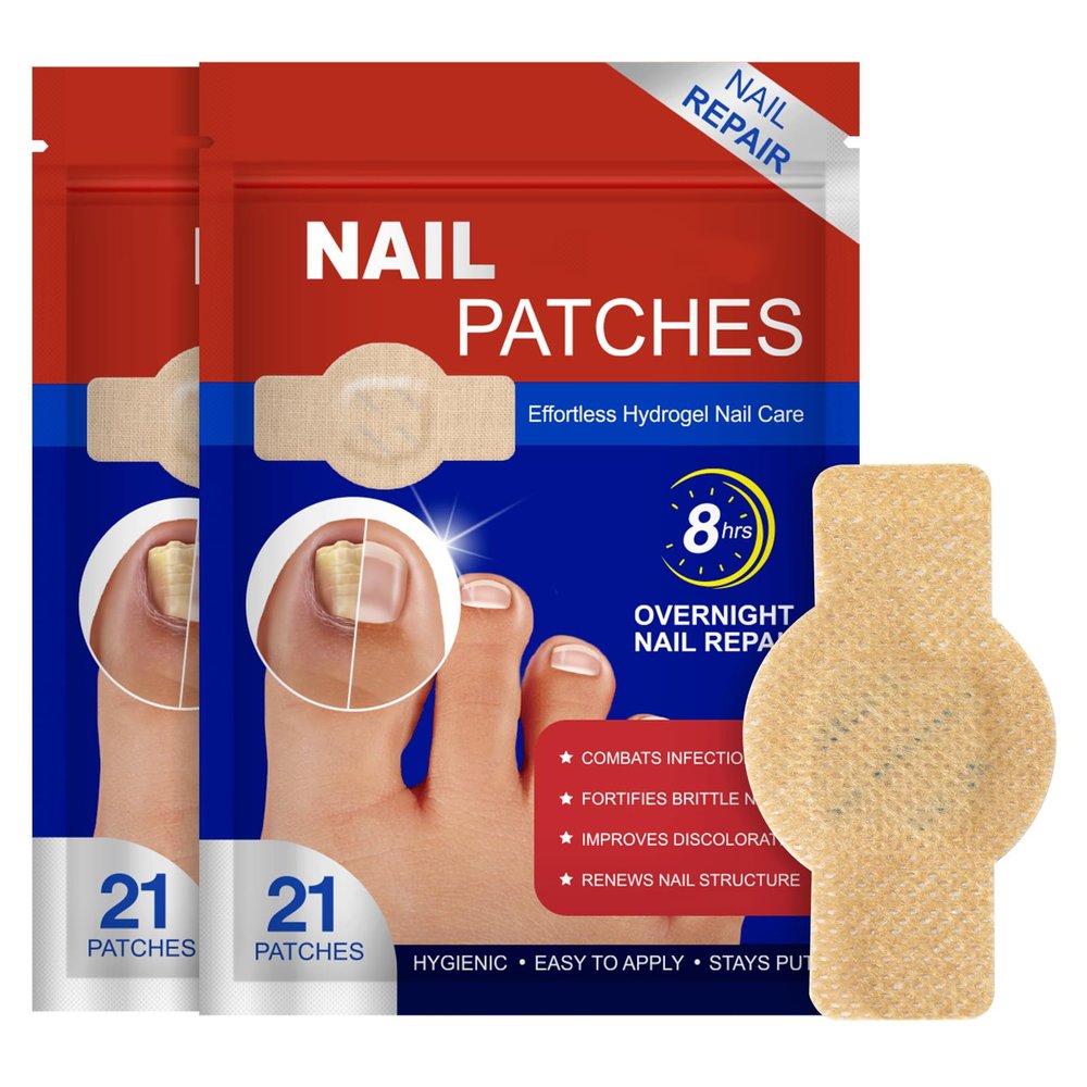 Fungal Nail Patches 42 PCS, Toenail Treatment Extra Strength 8-Hour Overnight Nail Fast Acting Repair Effortless Hydrogel Nail Care and Repair for Damaged Nails Overnight Renewal for Men and Women
