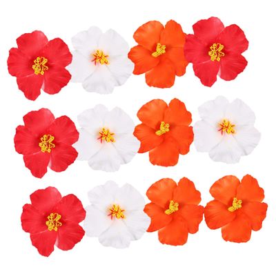 Zerodeko 12pcs Hibiscus Flower Hair Clips for Women Tropical Floral Hair Accessories Boho Style Barrettes for Beach Parties Weddings Summer Vacation Vibrant Colors Handmade Design