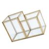 PartyKindom Makeup Brush Storage Bucket Lace Design Glass Brush Holder for Desktop Dual Compartment Jewelry Display Case and Stationery Organizer view 1