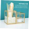 PartyKindom Makeup Brush Storage Bucket Lace Design Glass Brush Holder for Desktop Dual Compartment Jewelry Display Case and Stationery Organizer view 3