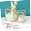 PartyKindom Makeup Brush Storage Bucket Lace Design Glass Brush Holder for Desktop Dual Compartment Jewelry Display Case and Stationery Organizer view 4