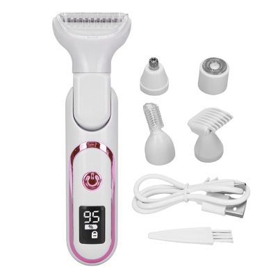 TARSHYRY 5 in 1 Bikini Trimmer for Women, Wet Dry Electric Razors for Shaving, Waterproof Cordless Rechargeable Pubic Hair Trimmer with Replaceable Heads LED Display for Arms Legs Underarms