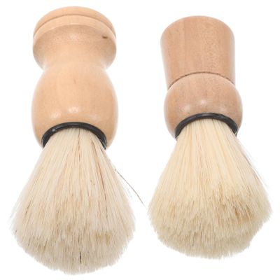 Ipetboom 2 Pcs Portable Beard Brush Set Soft Bristle Wooden Handle Shaving Brush for Men for Travel and Home Grooming Facial Lathering Tool for Barbers and Personal Care