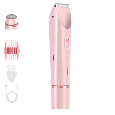 Easepicks 2-in-1 Women's Electric Shaver & Bikini Trimmer, Rechargeable Waterproof Razors, Underarms Bikini Line Painless Hair Removal for Face, Wet/Dry Use Hypoallergenic Blades (Pink)