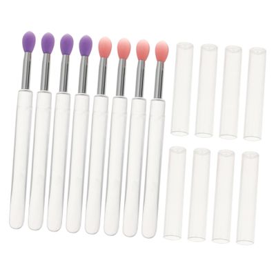 Gogogmee 8pcs Silicone Lip Mask Applicators with Lid Multifunctional Eyeshadow Brush for Makeup Enthusiasts for Lip and Eye Application