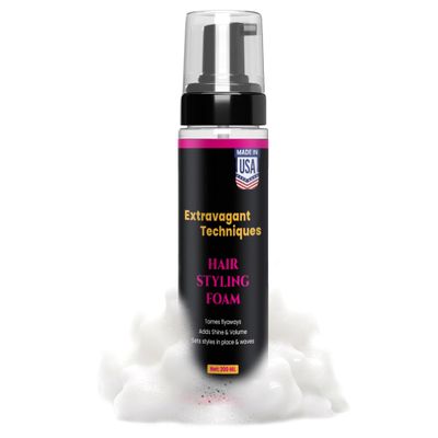 Hair Styling Foam by Extravagant Techniques  Lightweight Volumizing Mousse for All Hair Types  Controls Frizz, Adds Shine & Moisture  Curl Enhancer for Waves & Natural Texture  200ml.