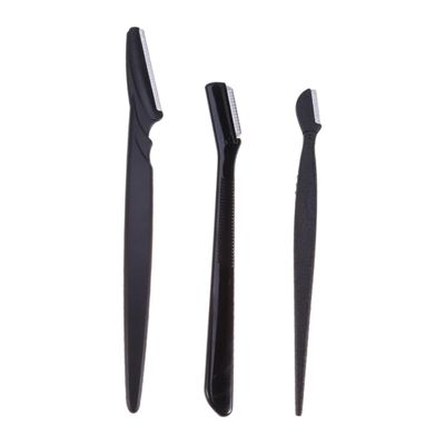 Beaupretty 3pcs Eyebrow Razor Set Portable Trimmer Stainless Steel Makeup Tool Kit Cover Non-slip Grip for Women Girls
