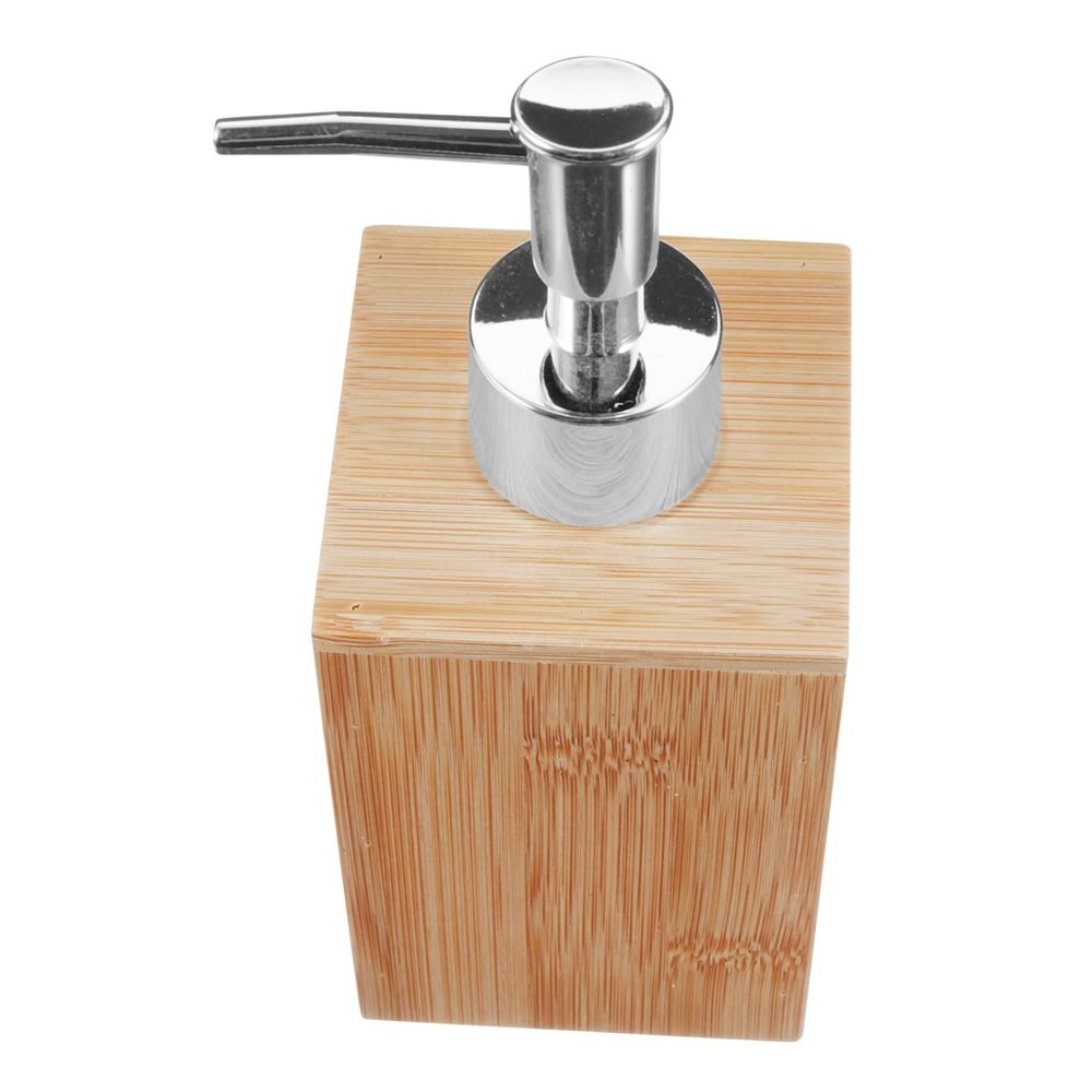 Amosfun Bamboo Soap Dispenser Bottle Refillable Lotion Container for Kitchen and Bathroom Design Pump for Hand Soap Shower Gel and Shampoo