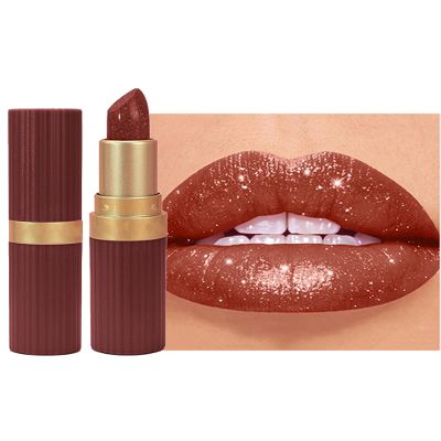 Dark Red Sparkling Glitter Lipstick, Long Lasting Shimmer Metallic Lipstick for Women Glitter Nude Waterproof Lip Gloss, Diamond Shiny Non-Stick Lipgloss Liptint Blam Lip Color labiales Makeup Gift-06